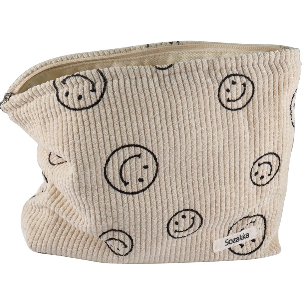 Corduroy Cosmetic Bag With Zipper